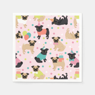 Pug Birthday Party Celebration Napkin