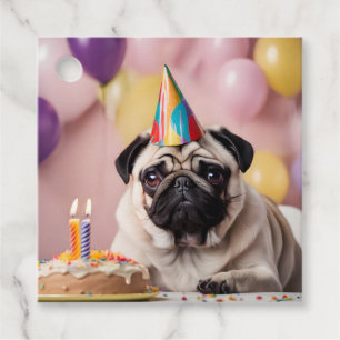 Pug Birthday Party Favour Tags