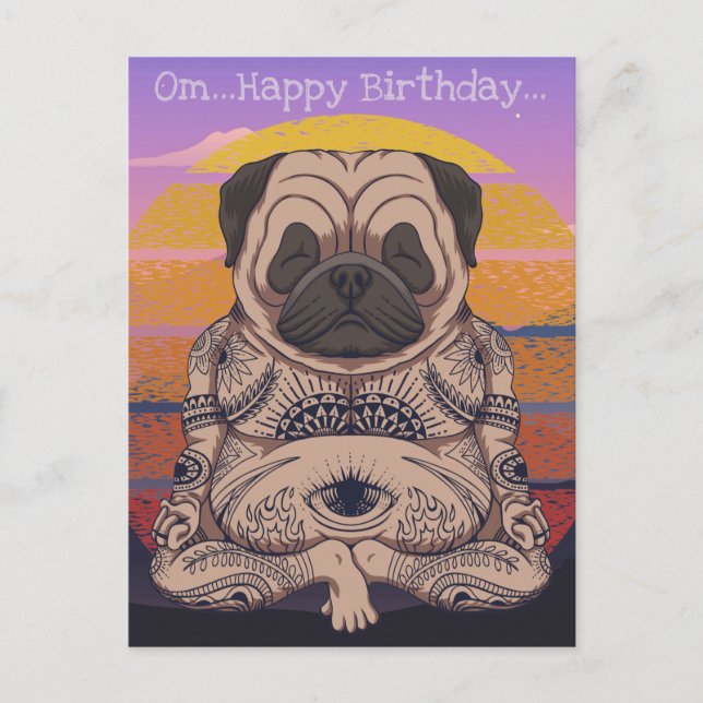 Pug Birthday Postcard (Front)