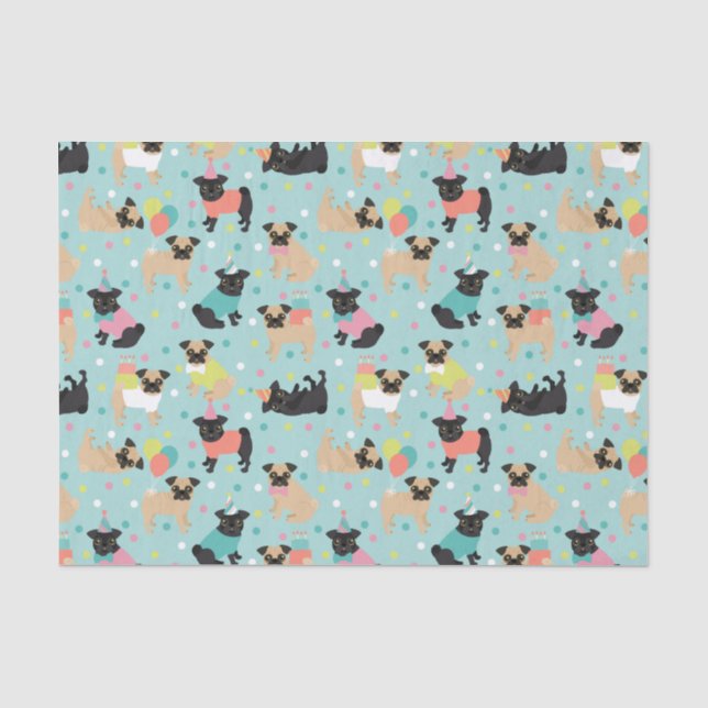 Pug Birthday Tissue Paper (Front)