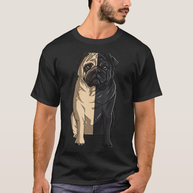 Pug Black And White Pug Yin Yang T-Shirt (Front)