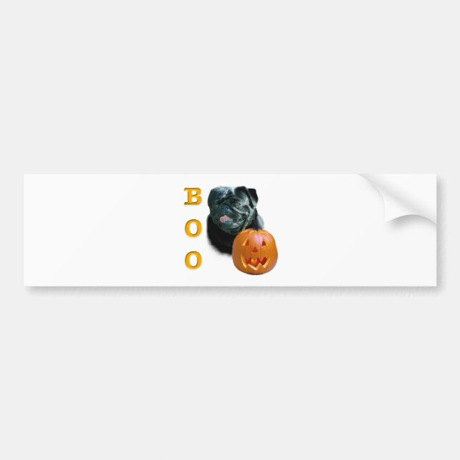 Pug (black) Boo Bumper Sticker (Front)