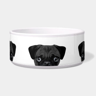 Pug Black ceramic dog feeding