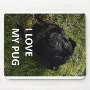 pug black love w pic mouse pad