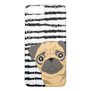 Pug Black White striped Case-Mate iPhone Case