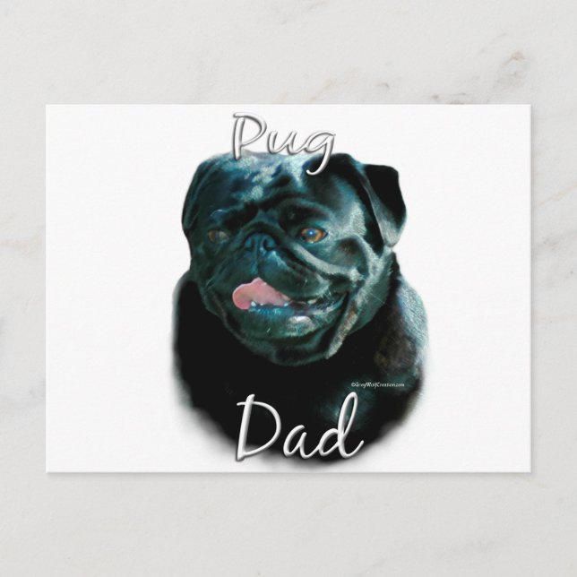 Pug (blk) Dad 2 Postcard (Front)