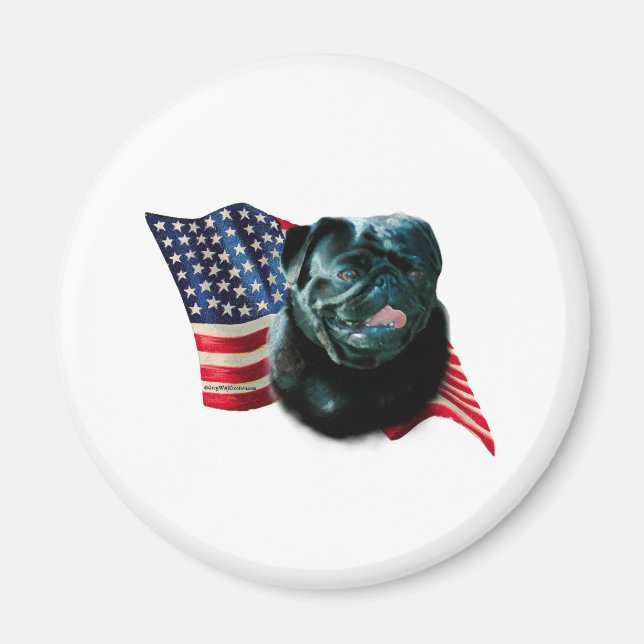 Pug (blk) Flag Magnet (Front)