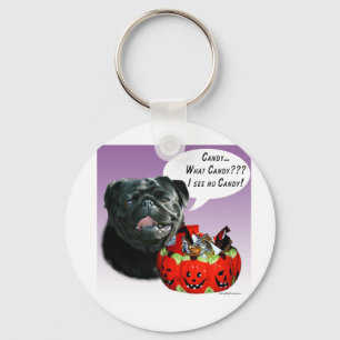 Pug (blk) Halloween Candy Keychain
