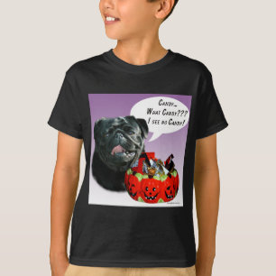 Pug (blk) Halloween Candy T-Shirt