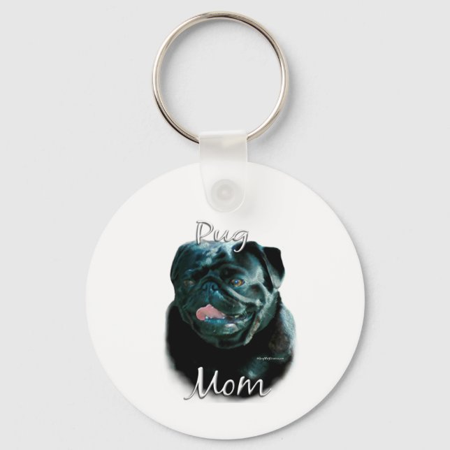 Pug (blk) Mom 2 Keychain (Front)