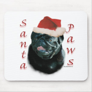 Pug (blk) Santa Paws Mouse Pad