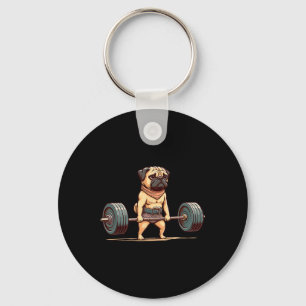 Pug Bodybuilder Gym Humour Weightlifting Workout M Keychain