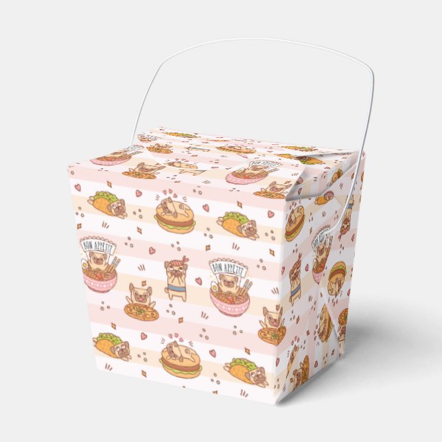 Pug Bon Appetit Hamburger Taco Food Favor Box (Front Side)