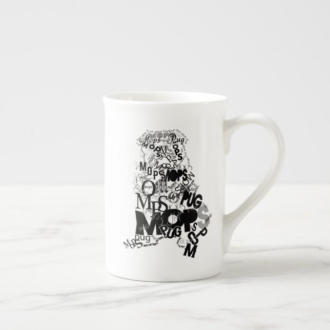 Pug Bone China Mug (Right)