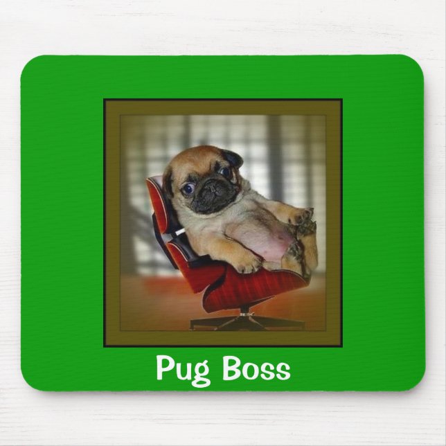Pug Boss Mouse Pad (Front)