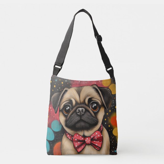 Pug Bow-Tied Heartbreaker Crossbody Bag (Front)