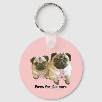Pug  Breast Cancer Keychain