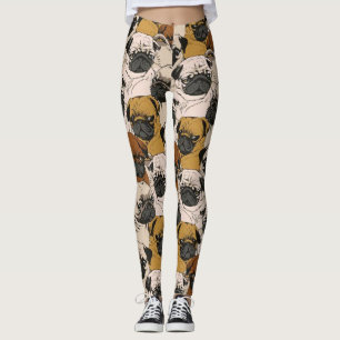 Pug breed dog pattern printed leggings