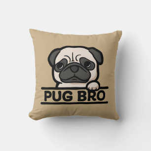 PUG BRO – Funny & Cute Pug Lover Gift Throw Pillow