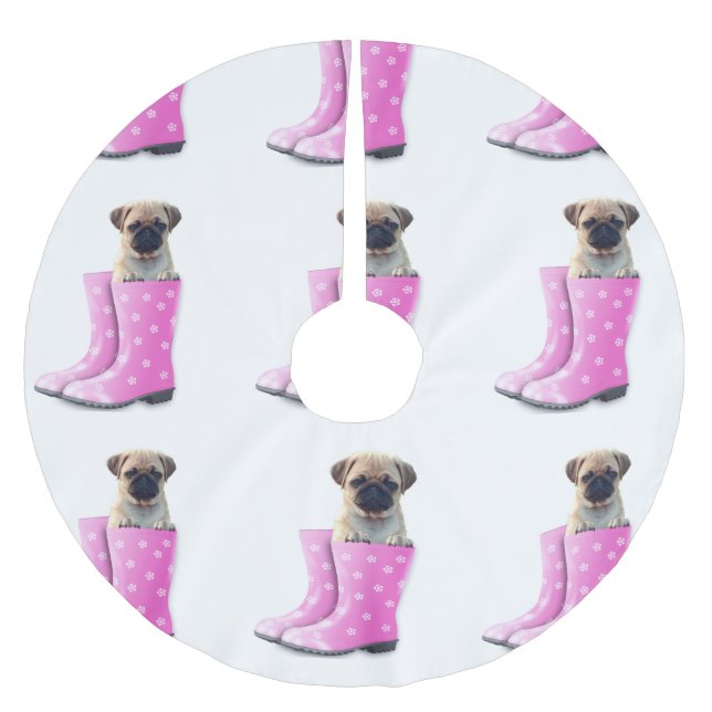 Pug Brushed Polyester Tree Skirt (Front)