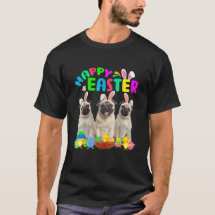 Pug Bunny Dog With Easter Eggs Basket Cool T-Shirt