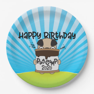 Pug Camp 2020 Happy Birthday Paper Plate