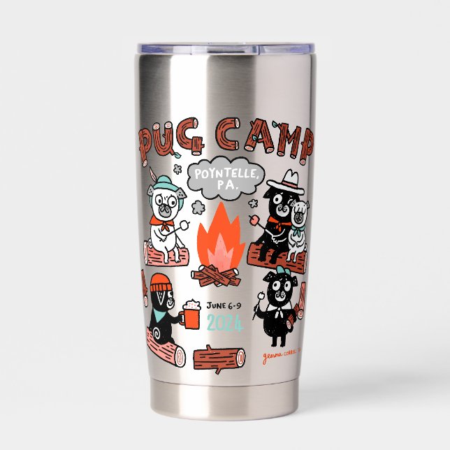 Pug Camp 2024 20 OZ Stainless Steel Tumbler (Front)