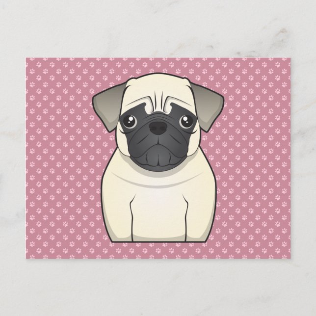 Pug Cartoon Postcard (Front)