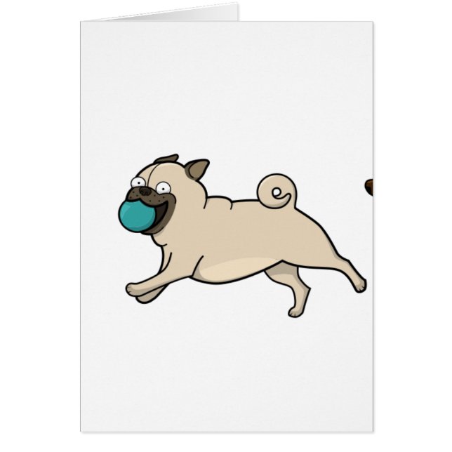 pug cartoon with ball (Front)