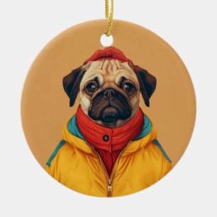 Pug Ceramic Ornament