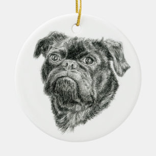 Pug Ceramic Ornament