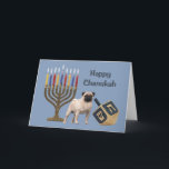 Pug Chanukah Card Menorah Dreidel<br><div class="desc">Remembering family and friends during the Chanukah season is a wonderful way to keep in touch with the people you love and care about. I created these dog Chanukah cards with love and care and I am sure anyone who loves dogs will be delighted to receive them. You do have...</div>