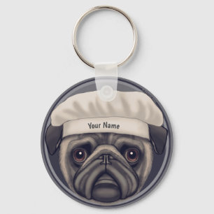 Pug Chef Keychain