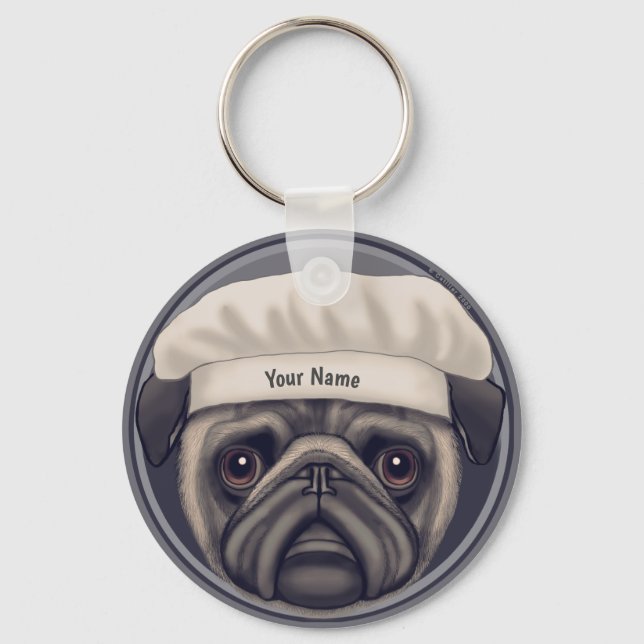 Pug Chef Keychain (Front)
