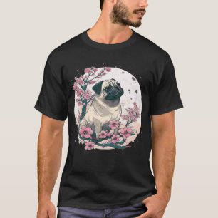 Pug Cherry Blossom Dog Breed Japanese Sakura Flowe T-Shirt