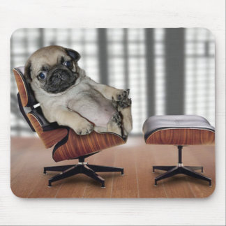 Pug chilling in a recliner chair. mouse pad