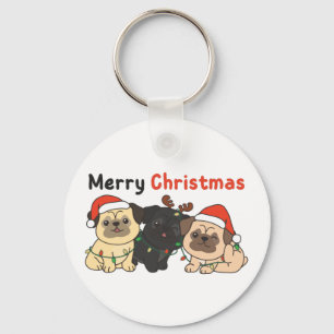 Pug Christmas Animals Cute Dogs Merry Christmas Ke Keychain