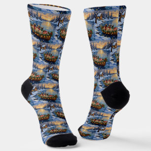 Pug Christmas Boat Holiday Socks