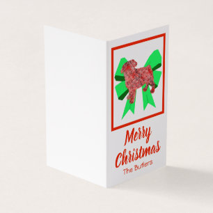 Pug Christmas Dog & Green Bow Gift