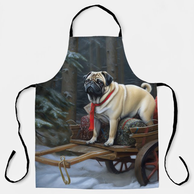 Pug Christmas Festive Season Apron (Front)