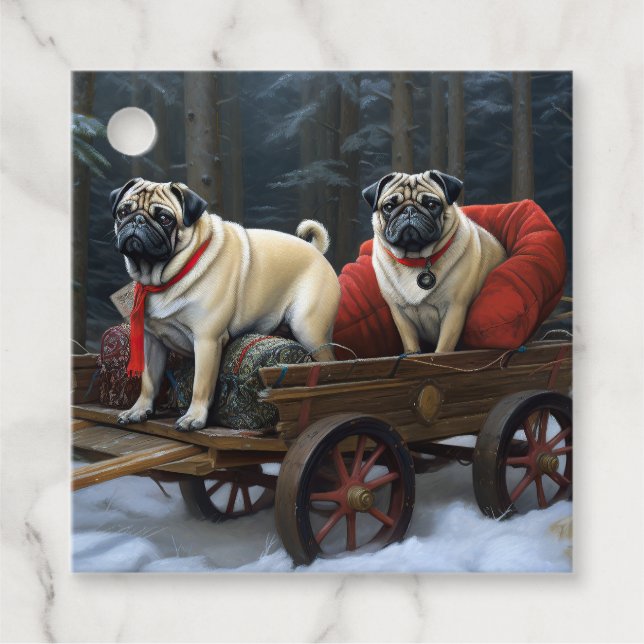 Pug Christmas Festive Season Favour Tags (Front)