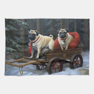 Pug Christmas Festive Season Kitchen Towel