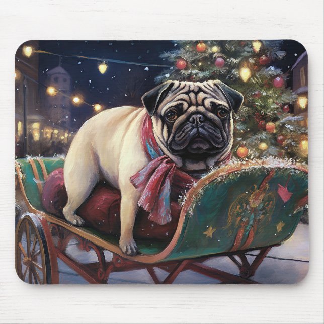 Pug Christmas Festive Season Mouse Pad (Front)