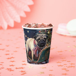 Pug Christmas Festive Season Paper Cups