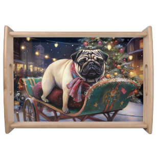 Pug Christmas Festive Season Serving Tray