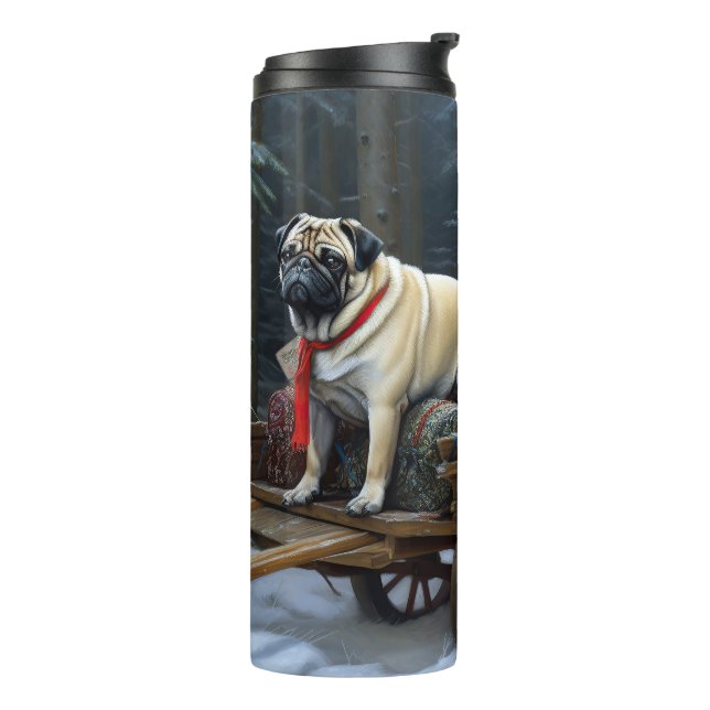 Pug Christmas Festive Season Thermal Tumbler (Rotated Left)