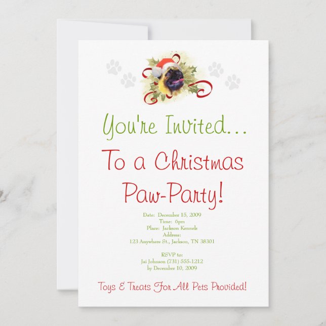 Pug Christmas Invitation (Front)