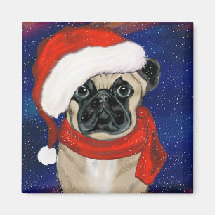 Pug Christmas Magnet