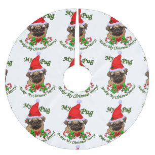 Pug Christmas Merry Brushed Polyester Tree Skirt
