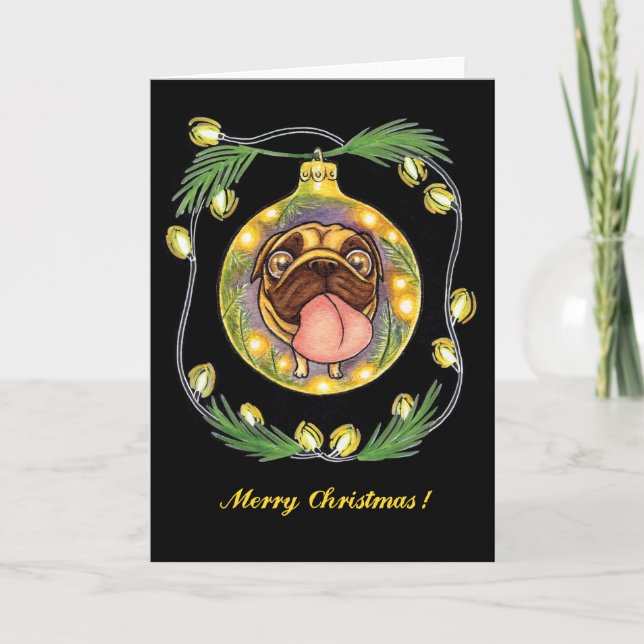 pug christmas ornament holiday card (Front)